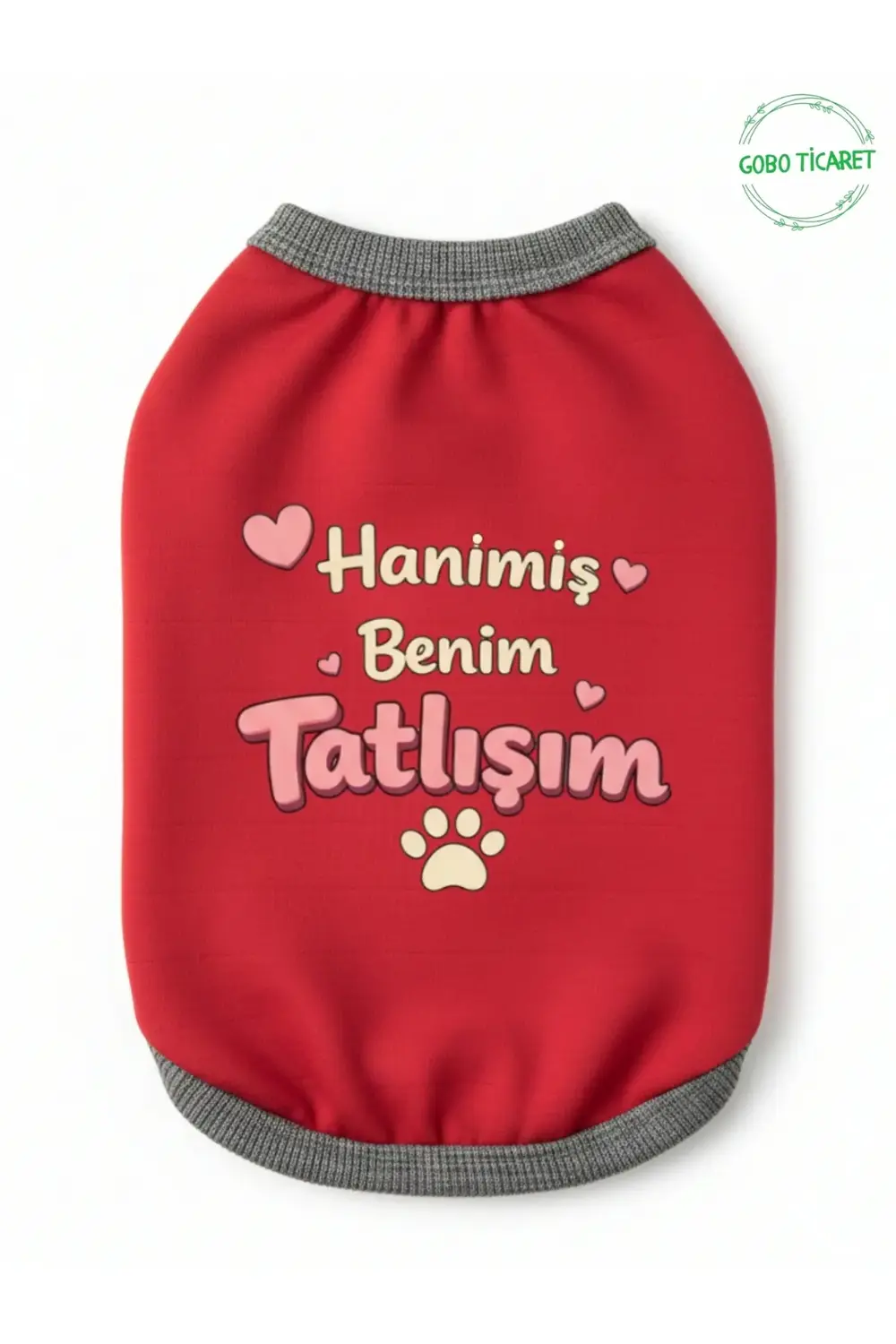 Kırmızı Hanimiş Benim Tatlışım Baskılı Kedi ve Köpek Kıyafeti Tiş