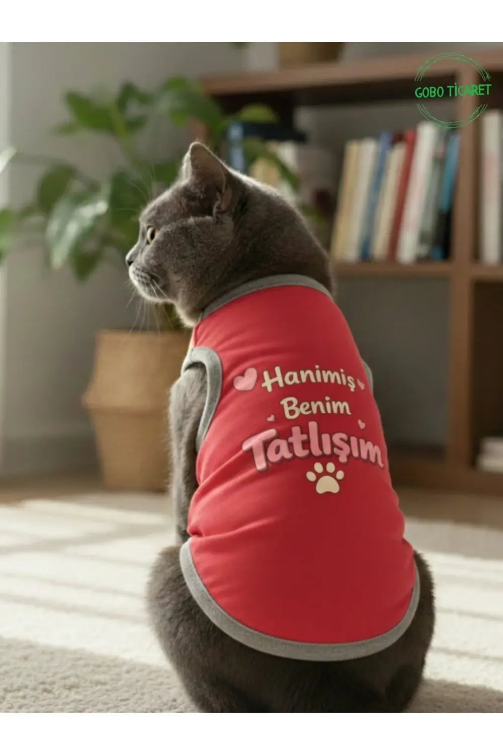 Kırmızı Hanimiş Benim Tatlışım Baskılı Kedi ve Köpek Kıyafeti Tiş