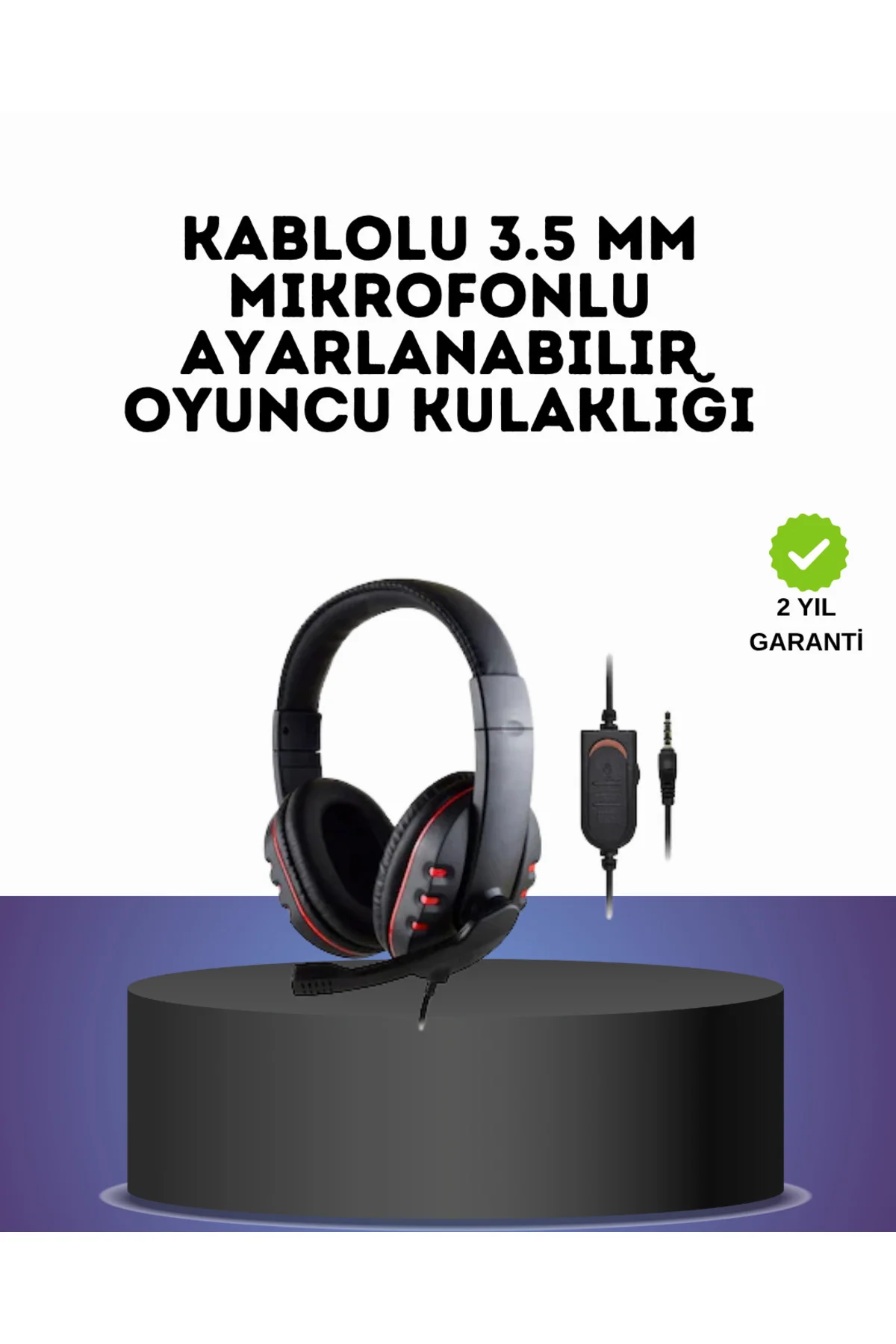 Kırmızı Headset Mikrofonlu Sağlam Kablolu Konforlu