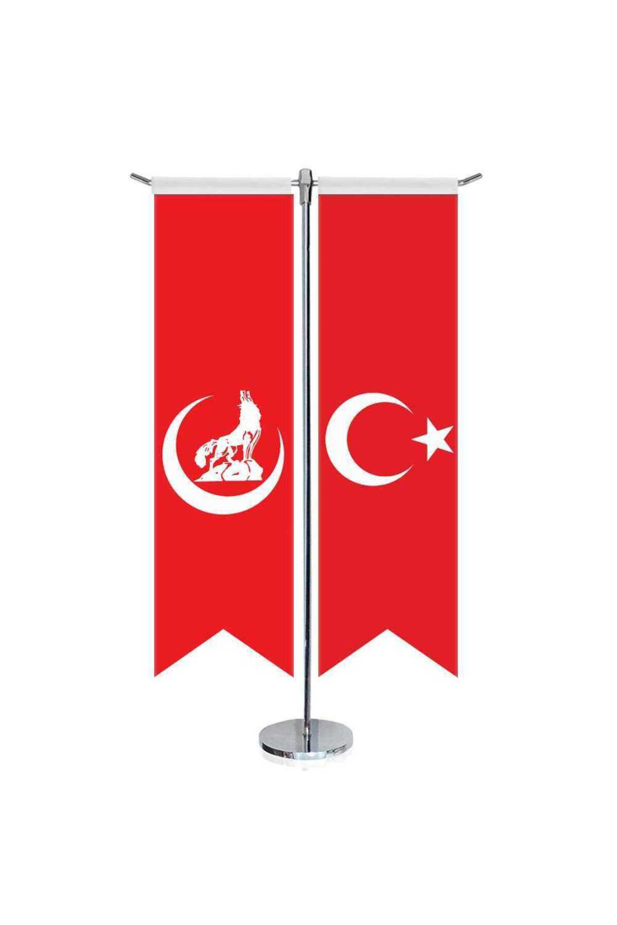 Kırmızı Hilal Bozkurt Bayrağı ve Türkiye - Kırlangıç - Saten T di