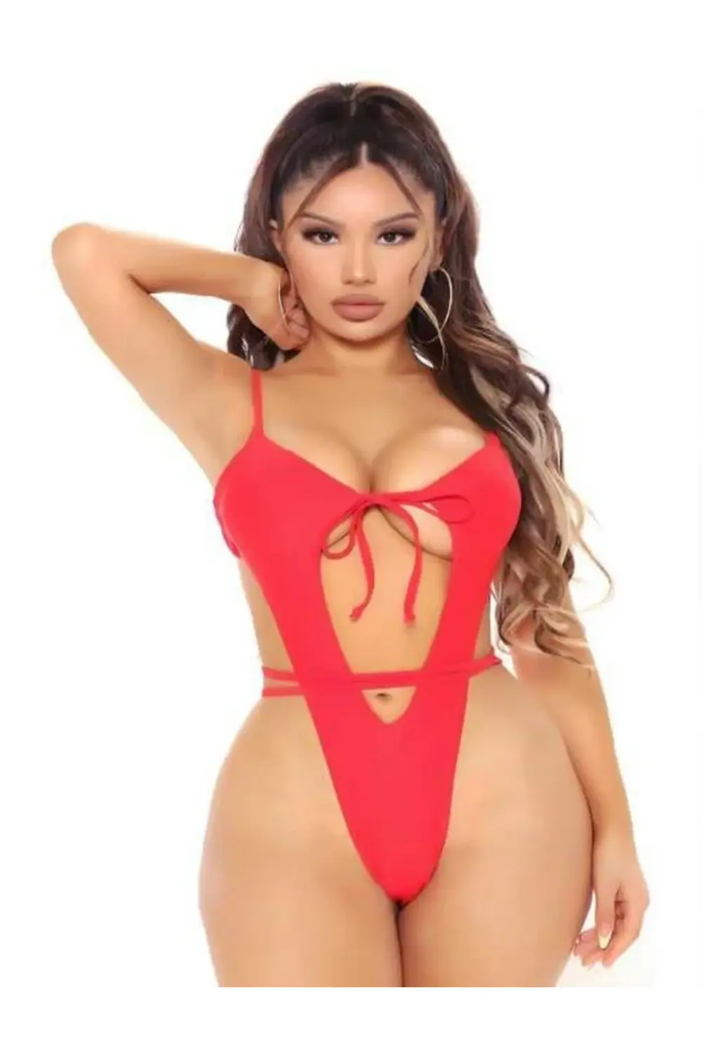 Pilelistore Kırmızı İp Detaylı Fantezi Babydoll
