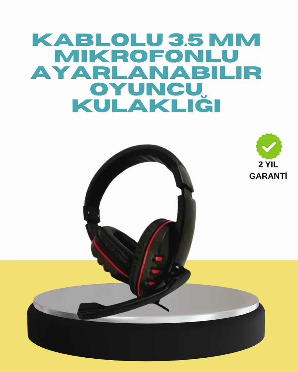 Kırmızı Işıklı Kablolu Oyun Kulaklığı - Profesyonel Ses Kalitesi ve Mikrofonlu Tasarım