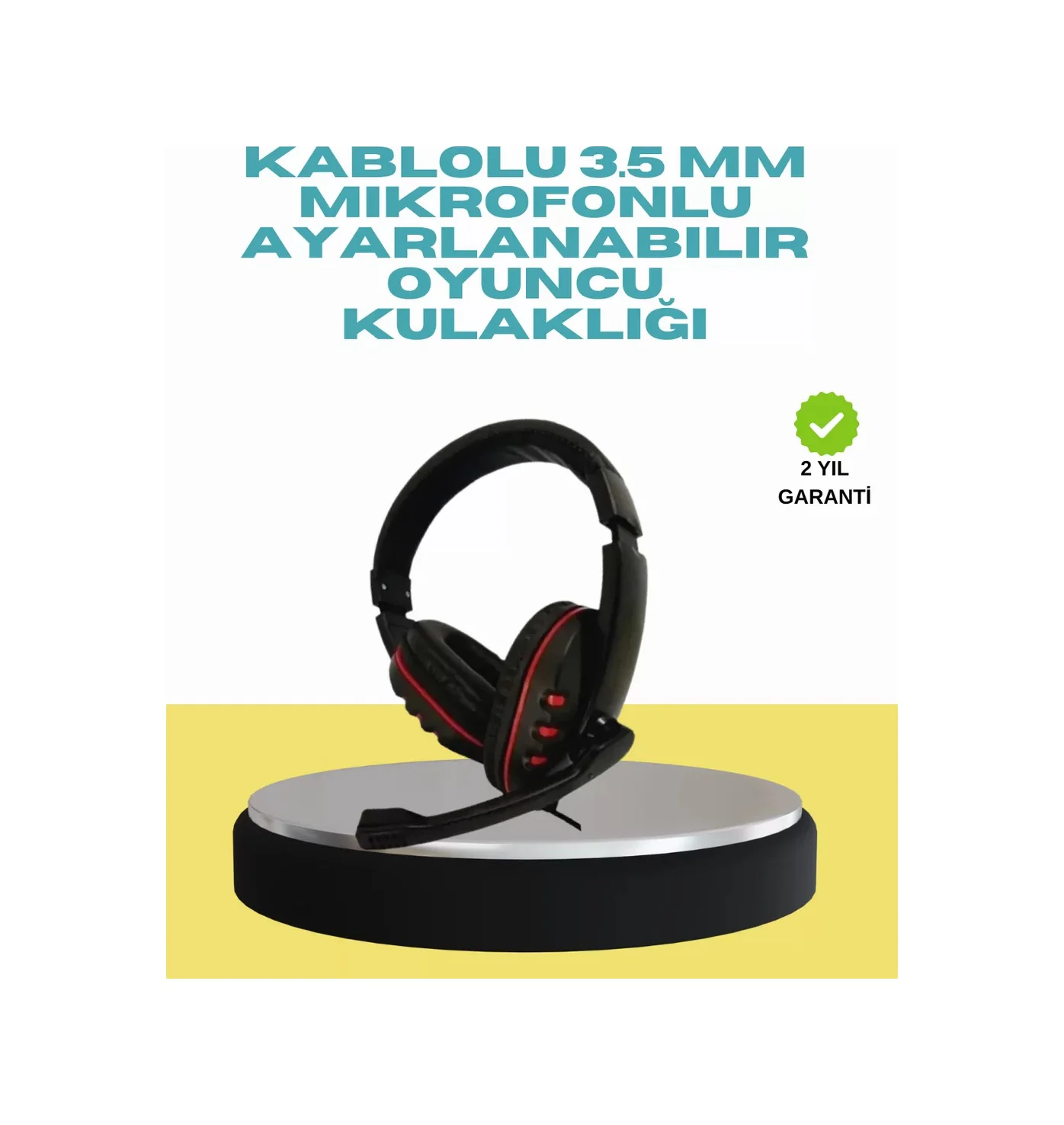 Kırmızı Işıklı Oyun Kulaklığı Kablolu Mikrofonlu Profesyonel