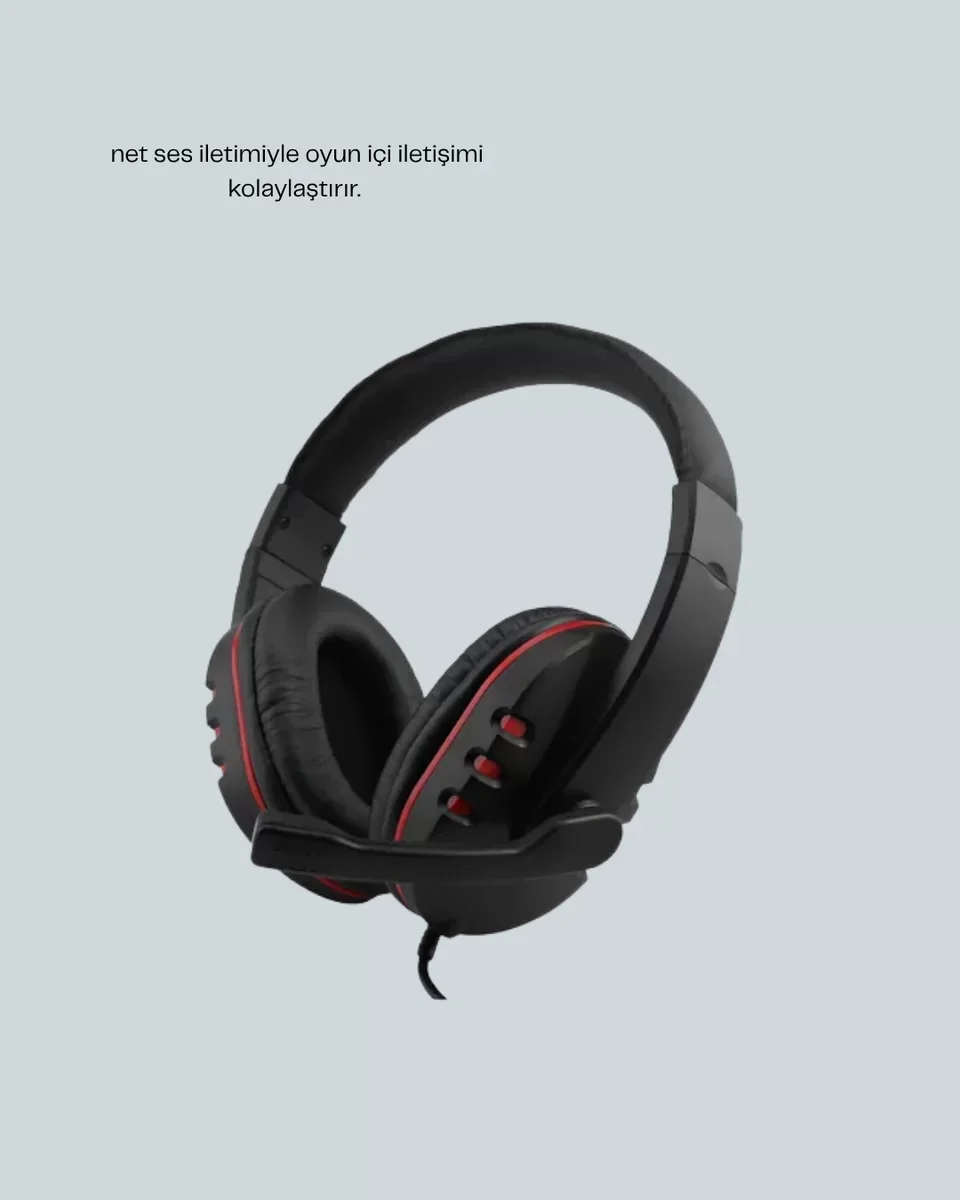 Kırmızı Kablolu Stereo Kulaklık ve Mikrofon - Konforlu Tasarım ve Güçlü Bass