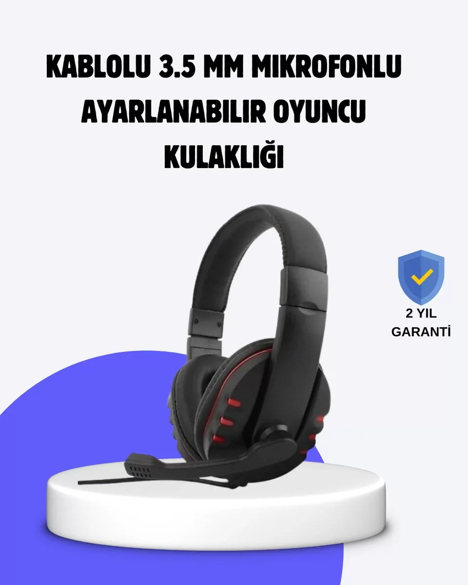 Kırmızı Kablolu Stereo Kulaklık ve Mikrofon - Konforlu Tasarım ve Güçlü Bass