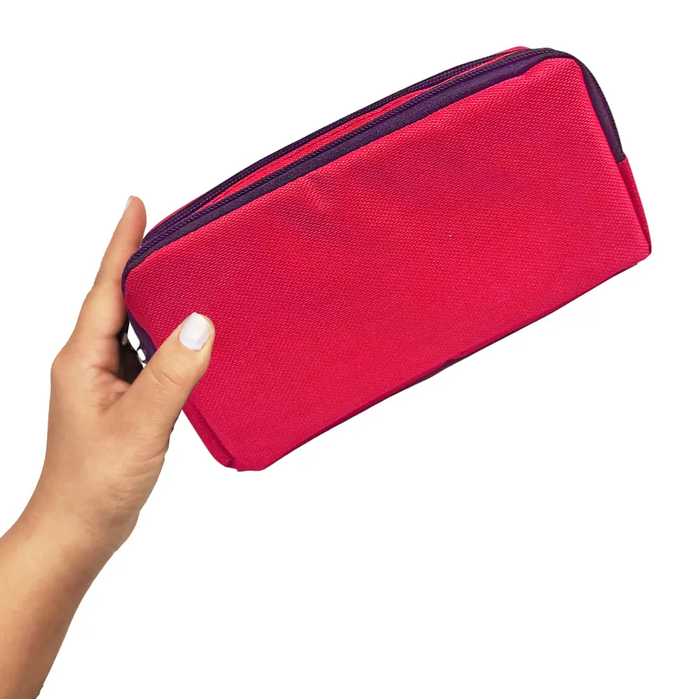 Kırmızı Kalem Kutusu ( iki Bölmeli ) Çift Gözlü Kalemlik