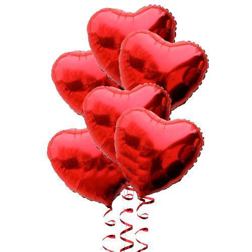 Kırmızı Kalp Folyo Balon Demeti 6 Adet Kırmızı Kalp Folyo Balon Demeti 6 Adet