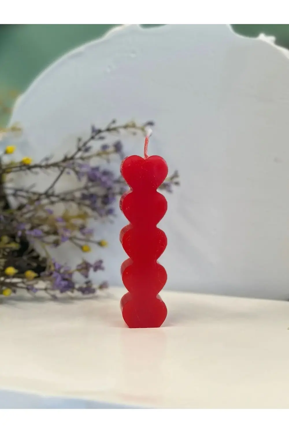 KIRMIZI KALPLİ HEDİYELİK DEKORATİF  MUM 70 GR