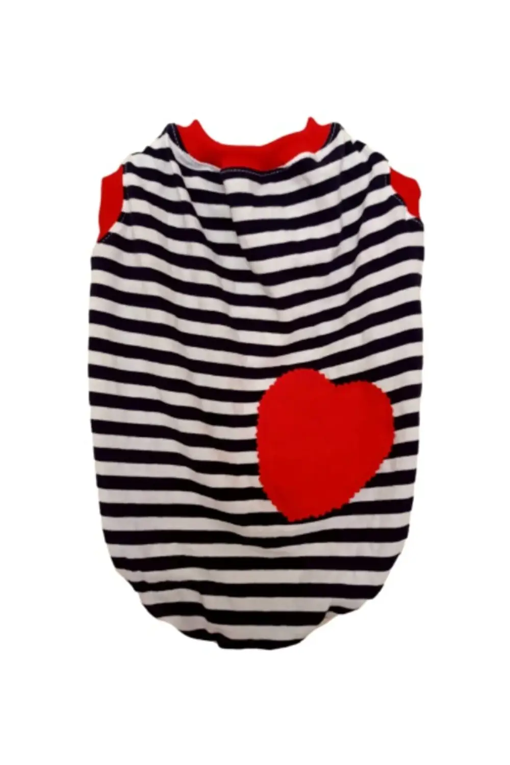 Kırmızı Kalpli Siyah Çizgili Kedi Ve Köpek Kıyafeti Giyimi Medium