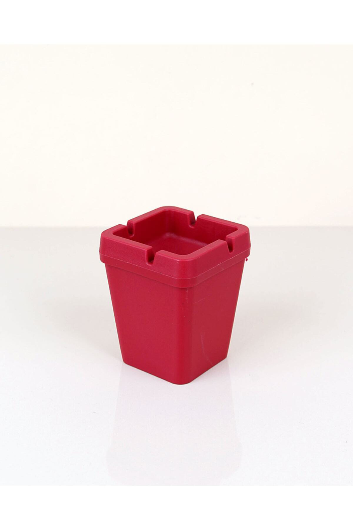Kırmızı Kare Plastik Pratik Kokusuz Küllük Açık ve Kapalı Mekan K