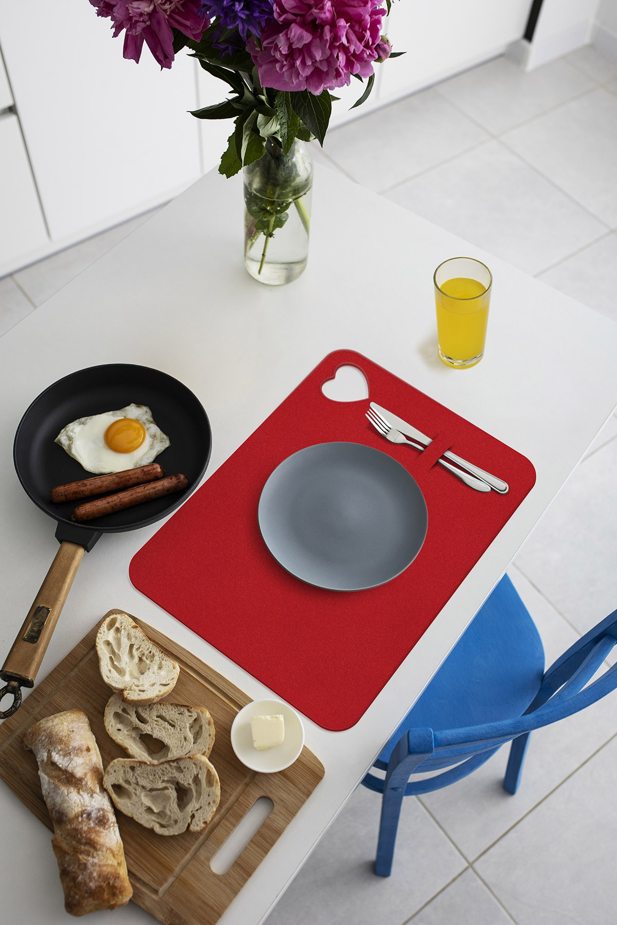 Artikel Kırmızı Keçe Amerikan Servisi, Supla 4'Lü Servis Takım -447