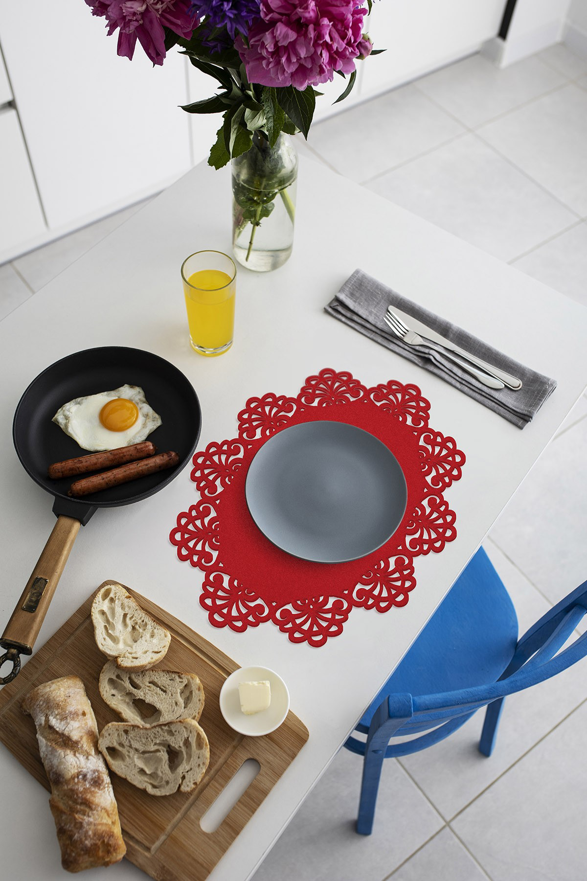 Artikel Kırmızı Keçe Amerikan Servisi, Supla 6'Lı Servis Takım -446