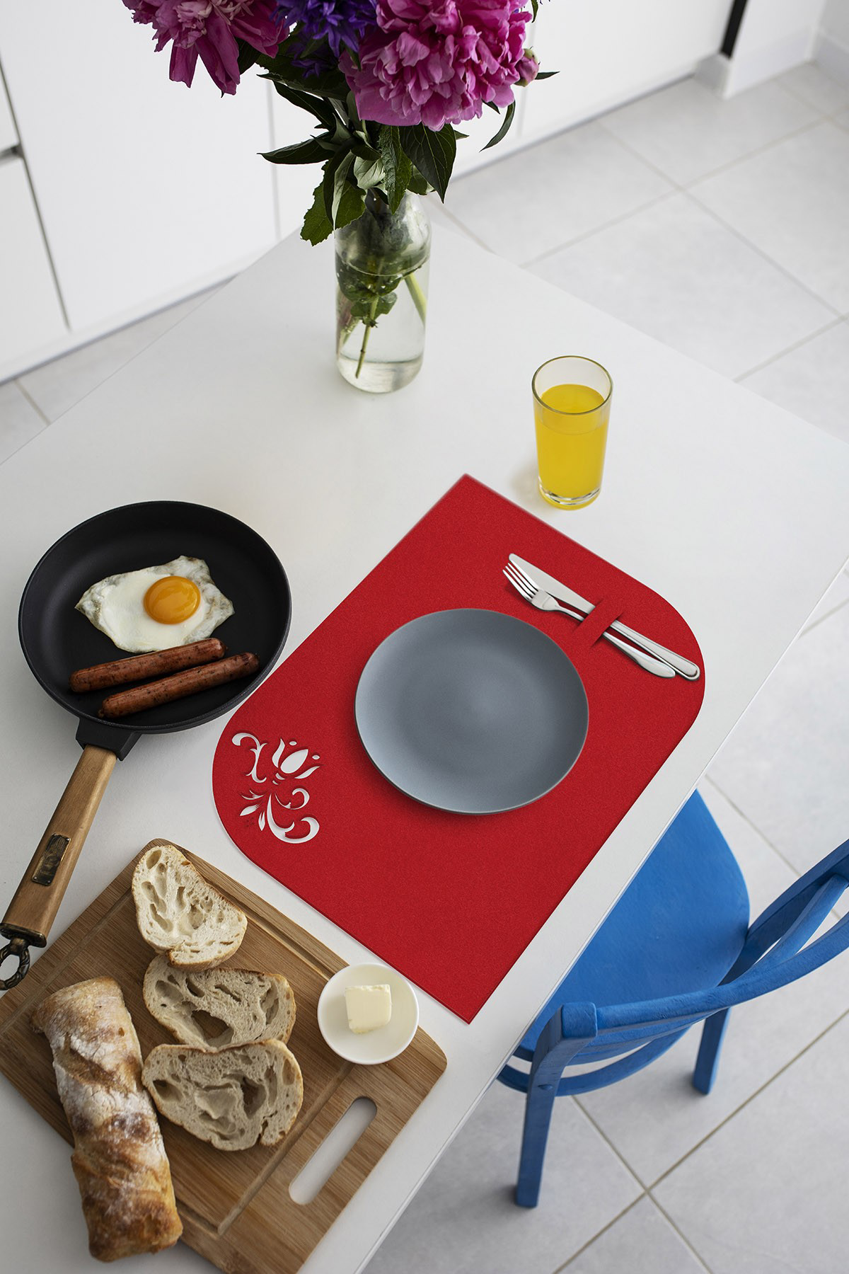 Artikel Kırmızı Keçe Amerikan Servisi, Supla 2'Li Servis Takım -442