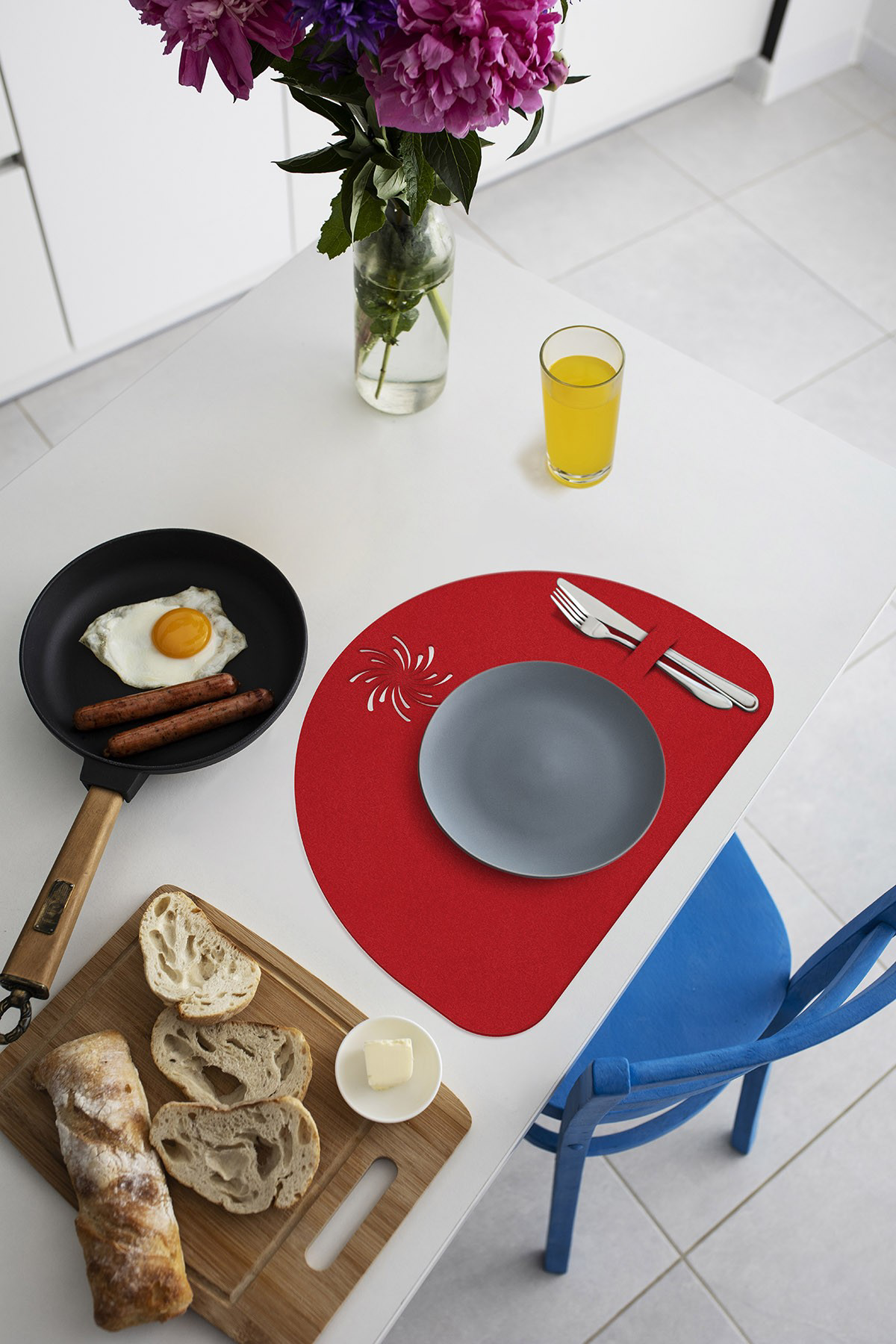 Artikel Kırmızı Keçe Amerikan Servisi, Supla 4'Lü Servis Takım -445