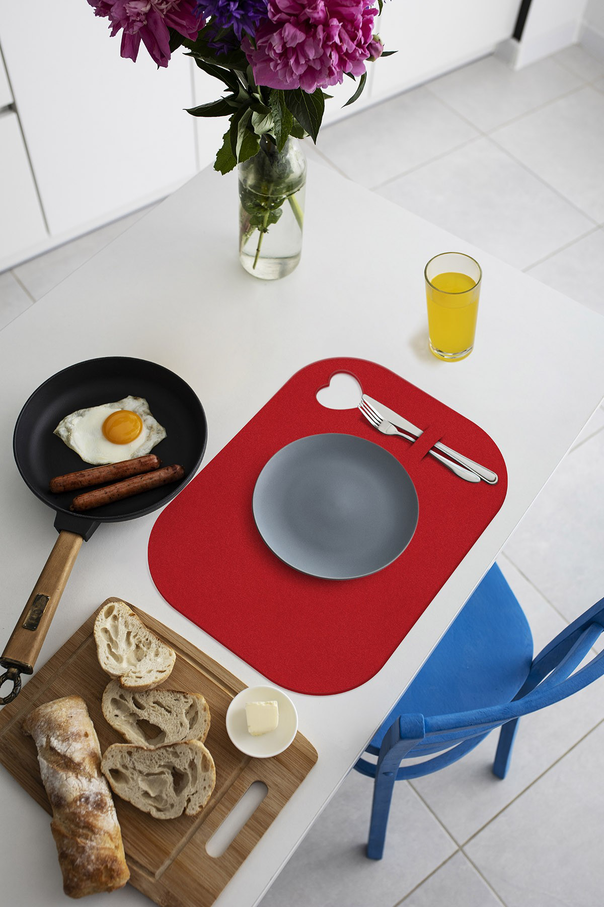 Artikel Kırmızı Keçe Amerikan Servisi, Supla 6'Lı Servis Takım -448