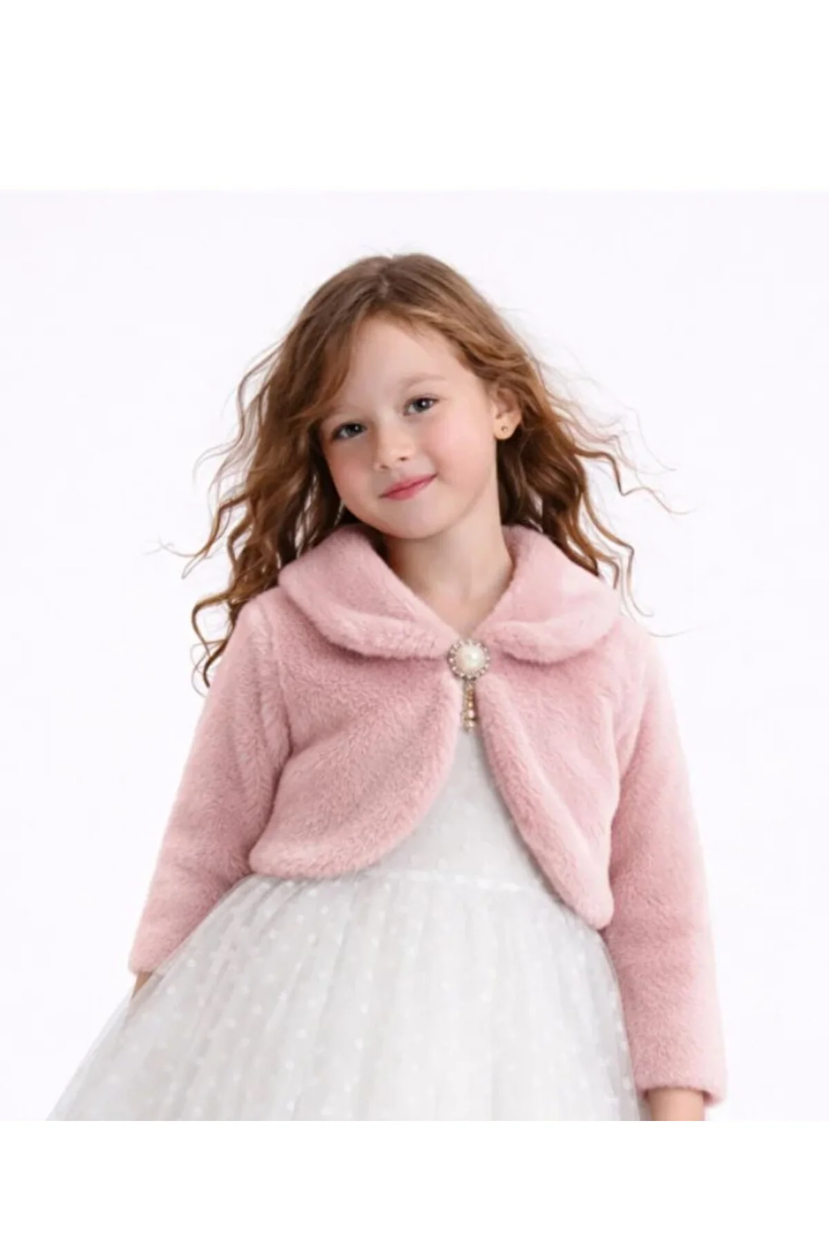 ❤️ Kırmızı Kız Çocuk Peluş Bolero Parti & Bayramlık Ceket