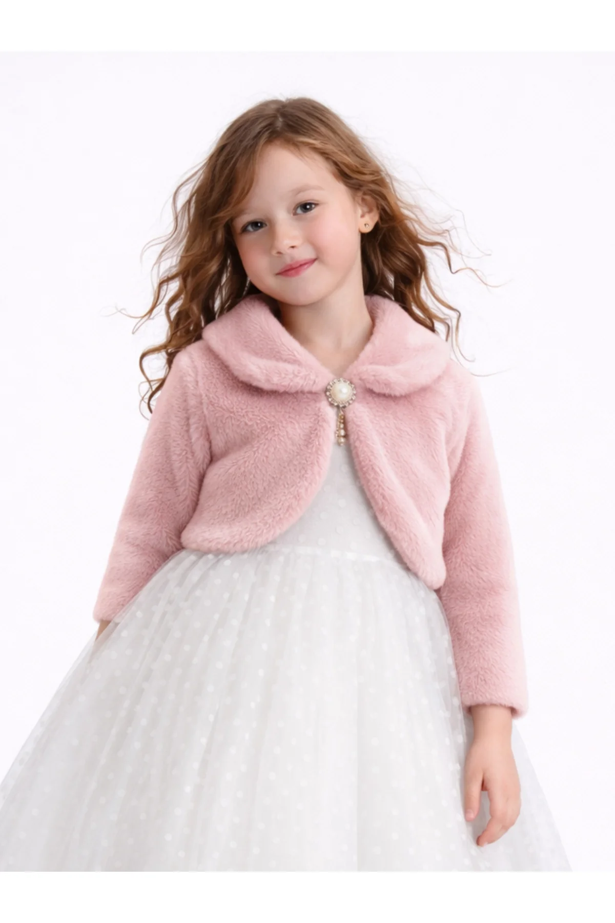 ❤️ Kırmızı Kız Çocuk Peluş Bolero Parti & Bayramlık Ceket
