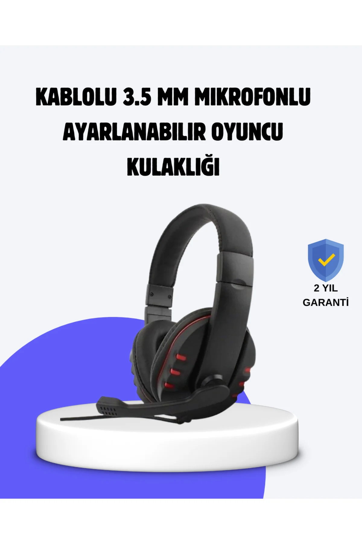 Kırmızı Kulaklığı Mikrofonlu Ayarlanabilir Konforlu Tasarımlı