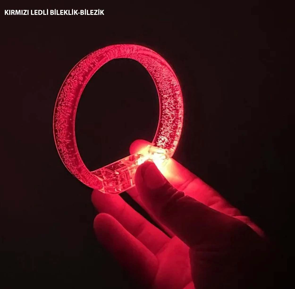 Kırmızı Led Işıklı Baskı Yapılabilen Pilli Bileklik Bilezik 1,5 C