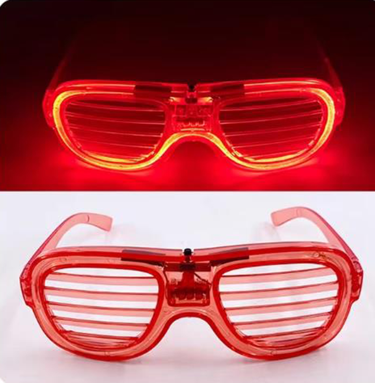Kırmızı Led Işıklı Parti Gözlüğü - Neon Glow Şerit Gözlük 3 Modlu