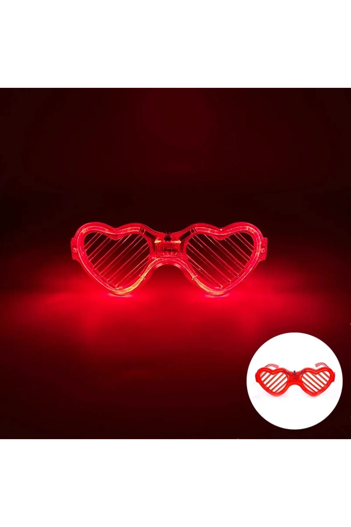 Kırmızı LED Işıklı Kalp Gözlük – 3 Modlu Parti - Glow Gözlüğü Kırmızı LED Işıklı Kalp Gözlük – 3 Modlu Parti - Glow Gözlüğü