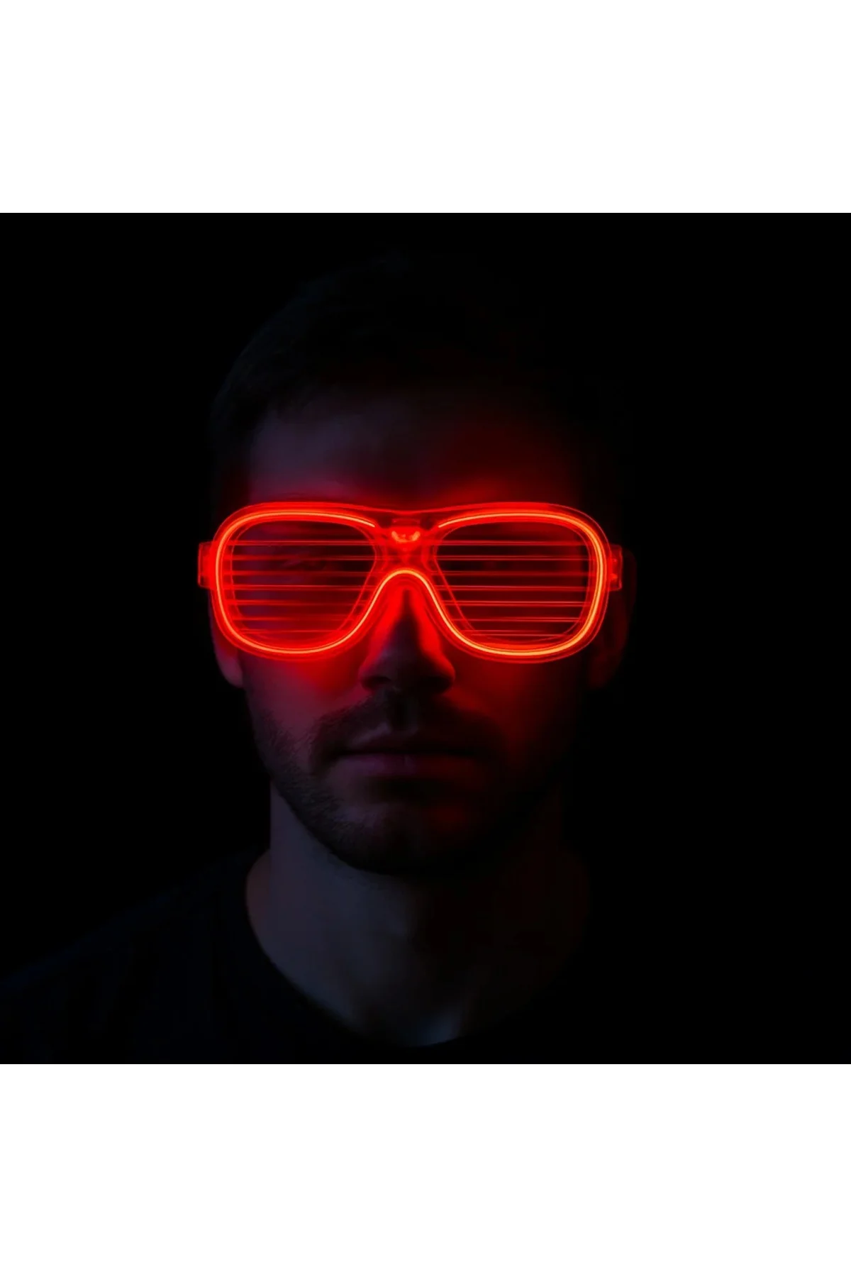 Kırmızı Led Işıklı Parti Gözlüğü - Neon Glow Şerit Gözlük 3 Modlu Kırmızı Led Işıklı Parti Gözlüğü - Neon Glow Şerit Gözlük 3 Modlu
