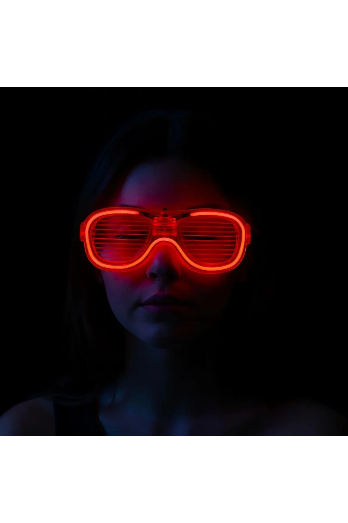 Kırmızı Led Işıklı Parti Gözlüğü - Neon Glow Şerit Gözlük 3 Modlu Kırmızı Led Işıklı Parti Gözlüğü - Neon Glow Şerit Gözlük 3 Modlu