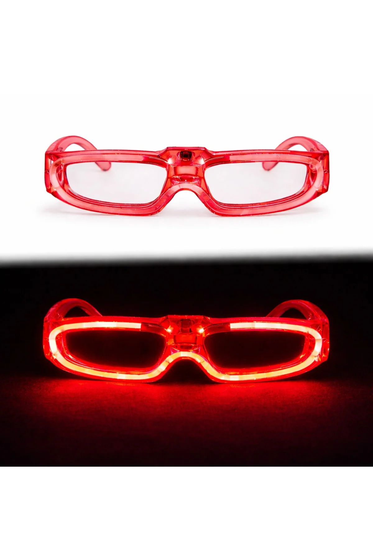 Kırmızı LED Işıklı Parti Gözlüğü 3 Modlu – Glow &amp; Gece Eğlenc