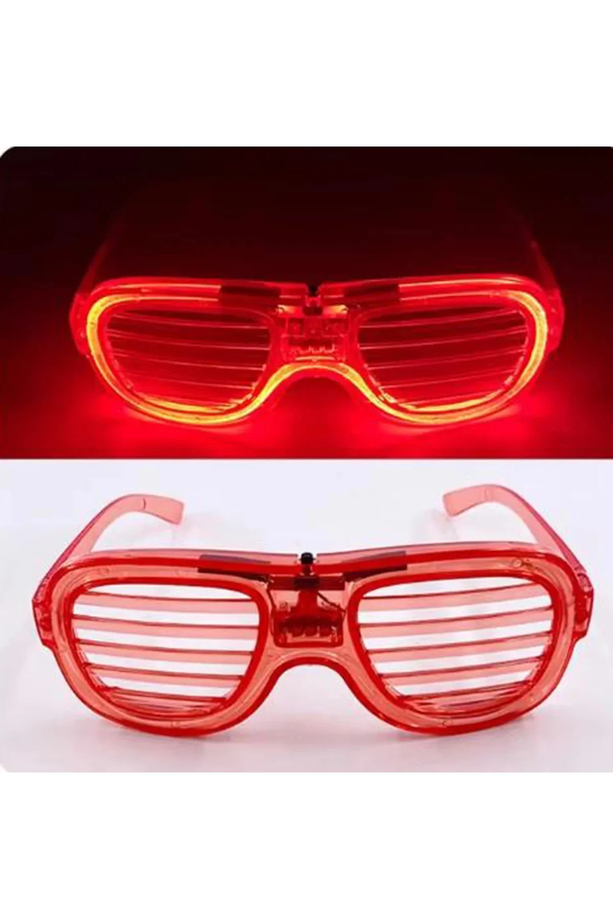 Kırmızı Led Işıklı Parti Gözlüğü - Neon Glow Şerit Gözlük 3 Modlu Kırmızı Led Işıklı Parti Gözlüğü - Neon Glow Şerit Gözlük 3 Modlu