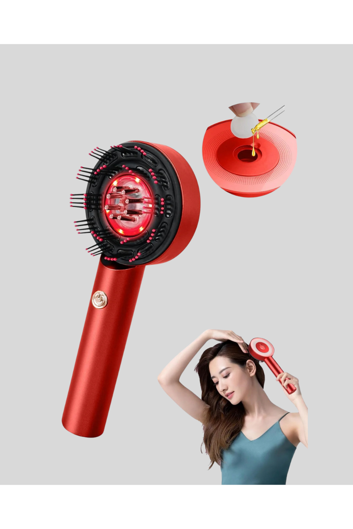 Kırmızı LED Işıklı Saç Derisi Masaj Aleti - Lisinya