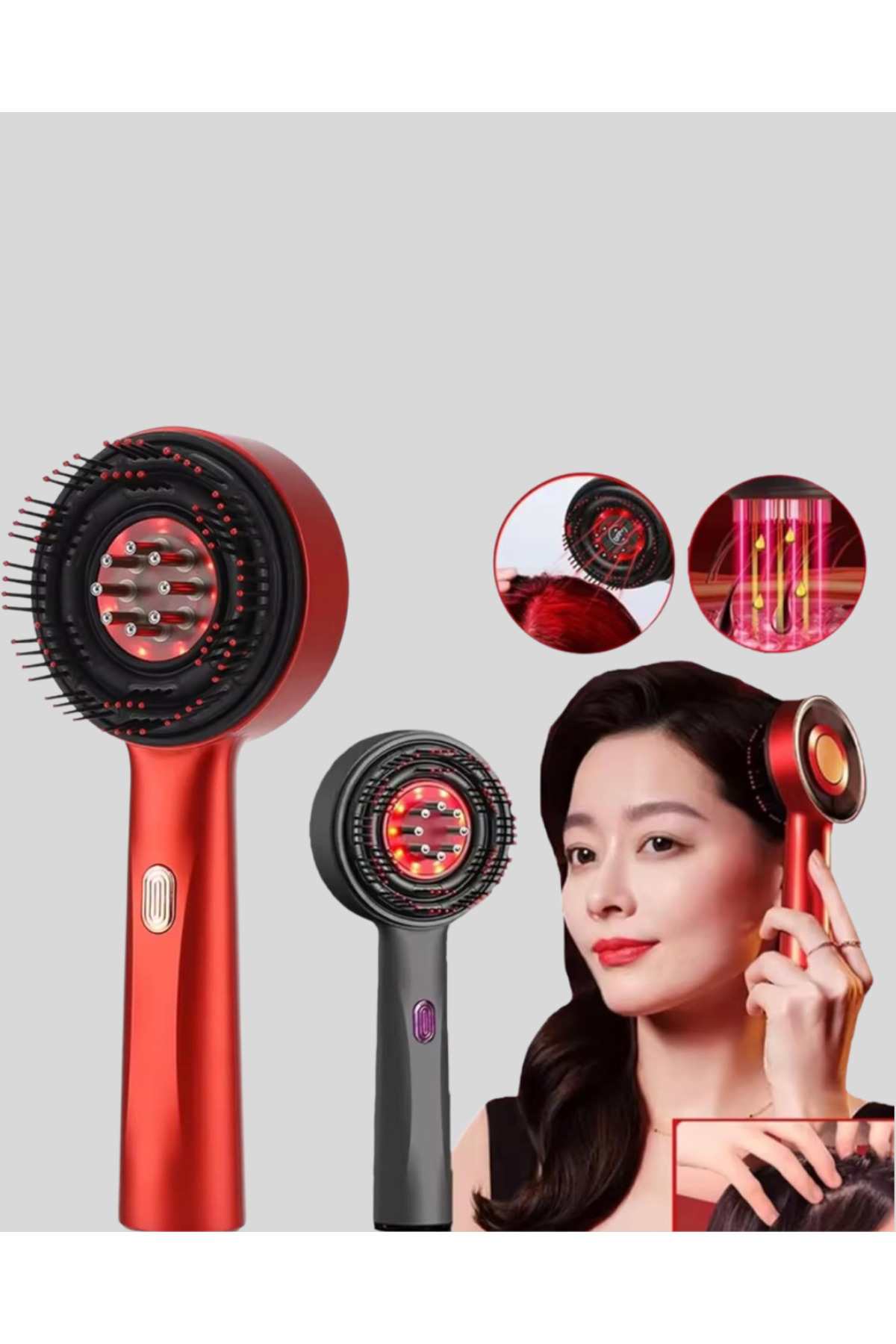 Kırmızı LED Işıklı Saç Derisi Masaj Aleti - Lisinya