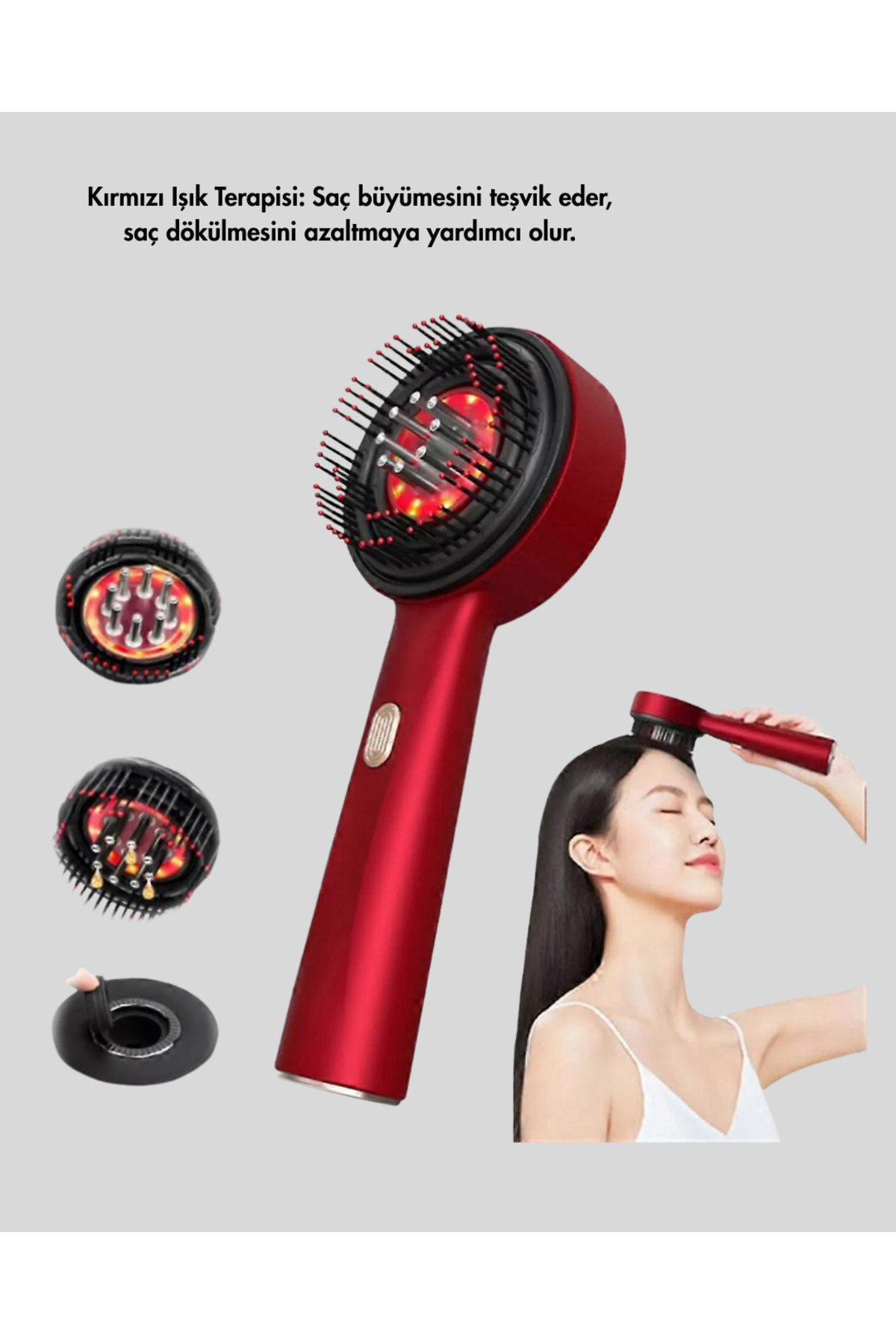 Kırmızı LED Işıklı Saç Derisi Masaj Aleti - Lisinya