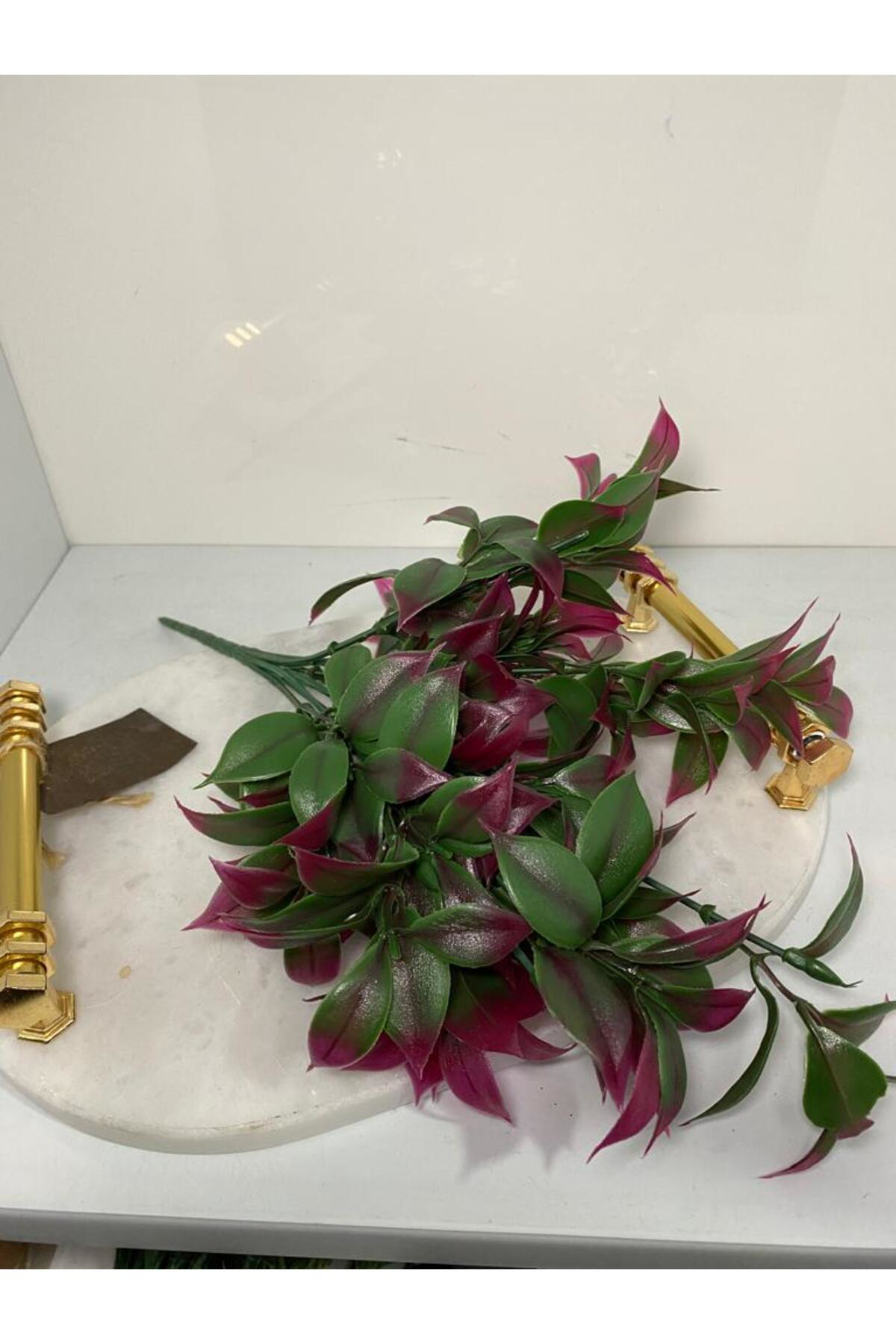 Elif Aksesuar Kırmızı Limon Yaprağı Yapay Demet Bitki