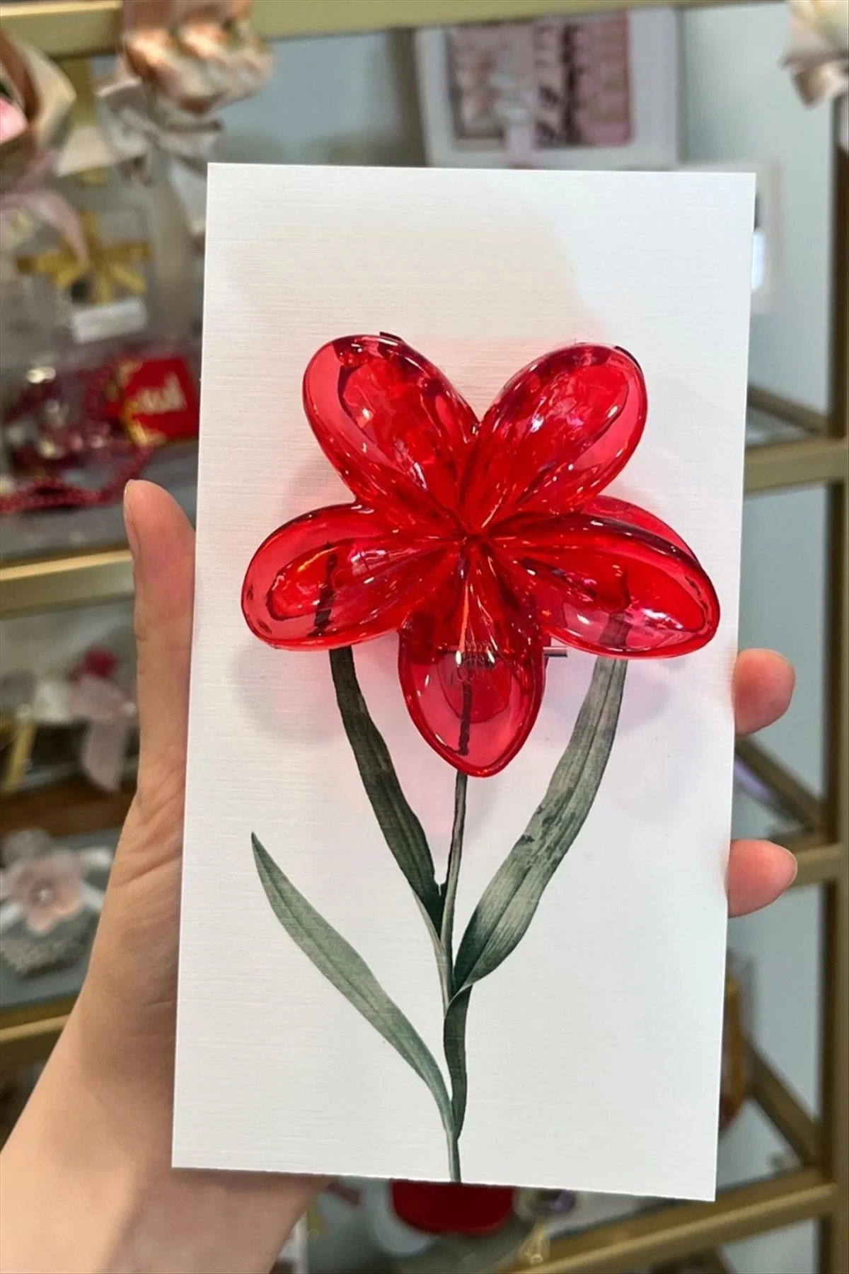 Kırmızı Lotus Toka 8 cm (Kartsız)