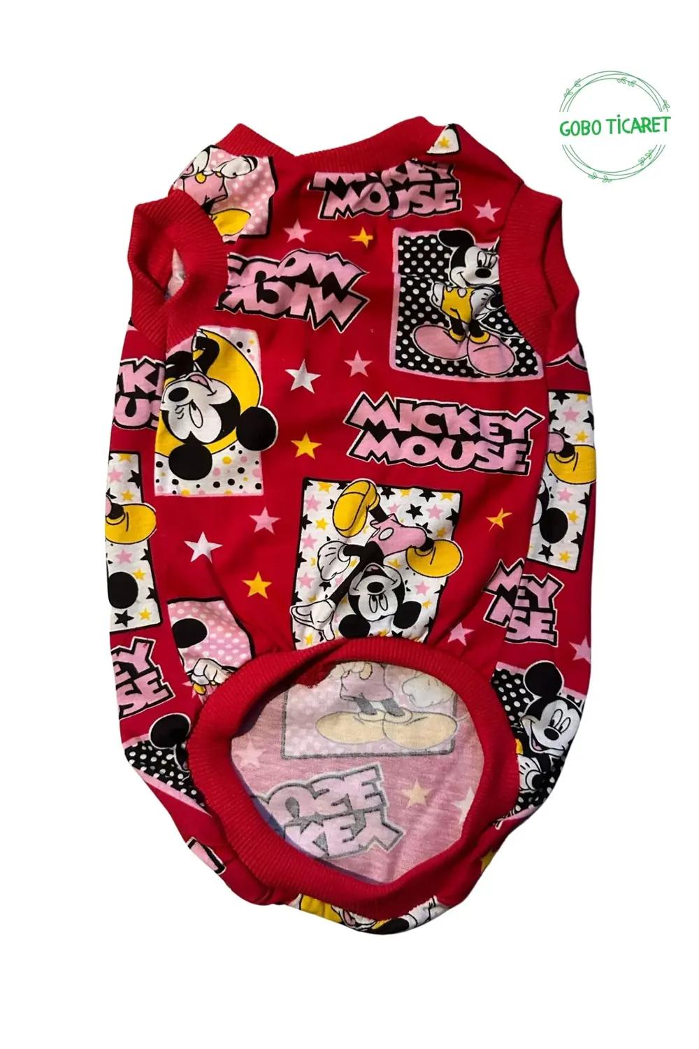 Kırmızı Mickey Mouse Desenli Kedi Köpek Kıyafeti Elbisesi Kırmızı