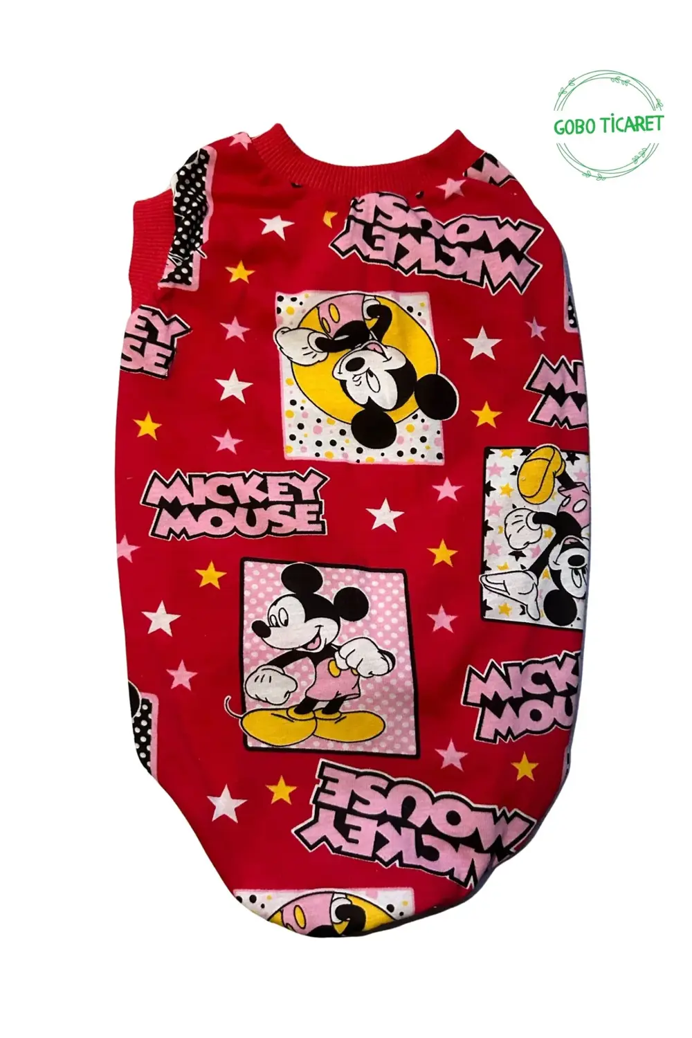 Kırmızı Mickey Mouse Desenli Kedi Köpek Kıyafeti Elbisesi Kırmızı