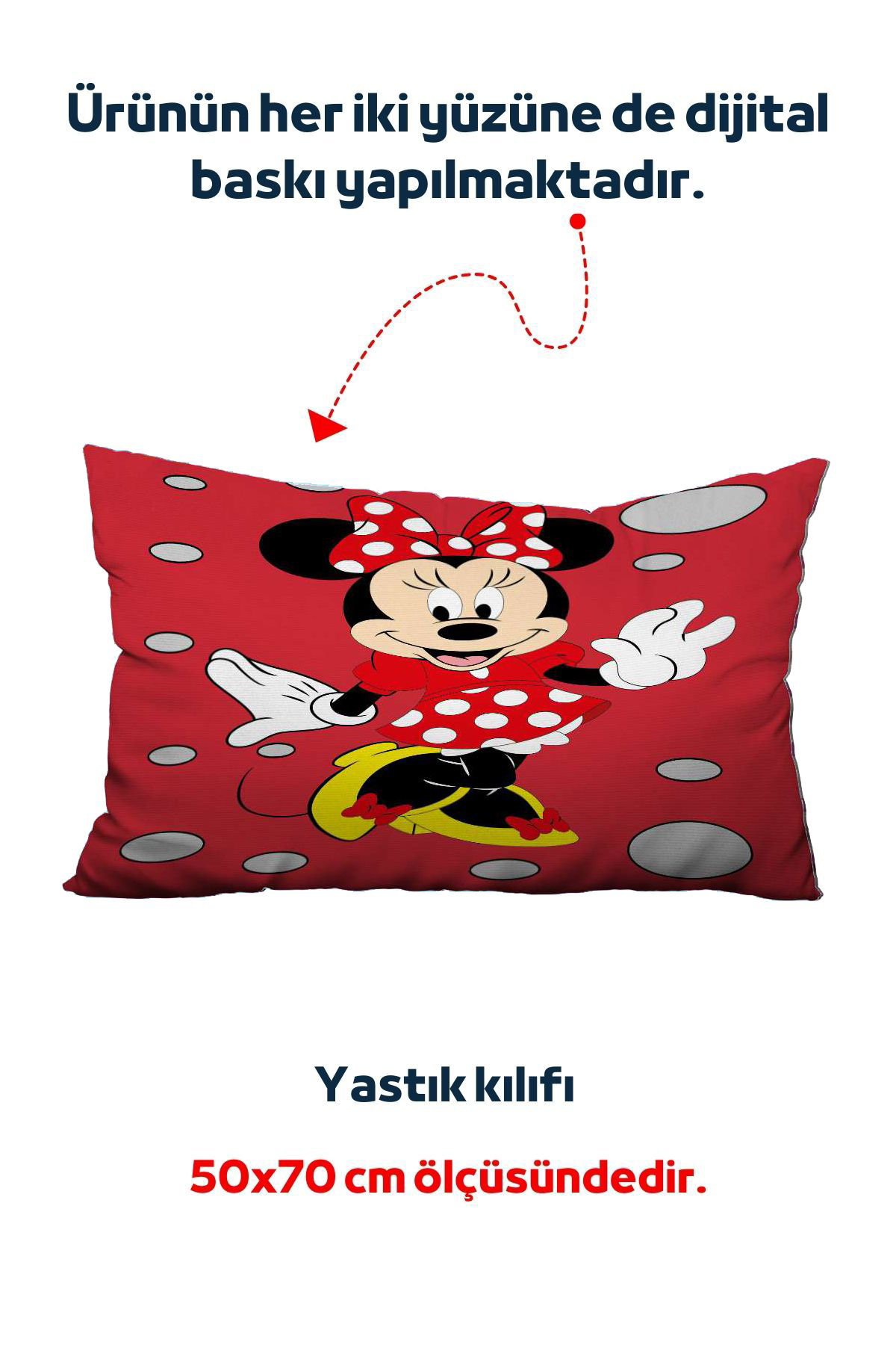 Evan Home Kırmızı Minnie Mouse Desenli Yatak Örtüsü Ve Yastık Kılıfı 2Li Takımı