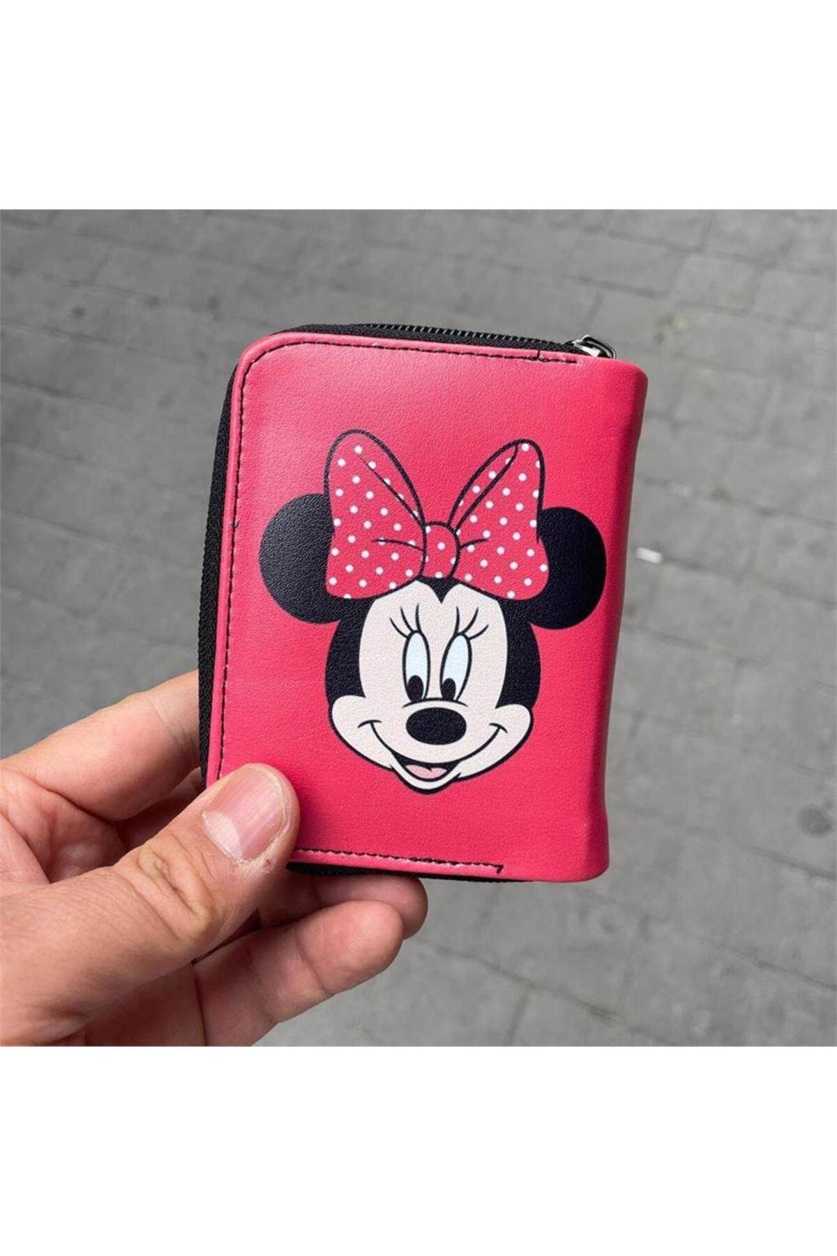 Kırmızı Minnie Mouse Face Kısa Cüzdan
