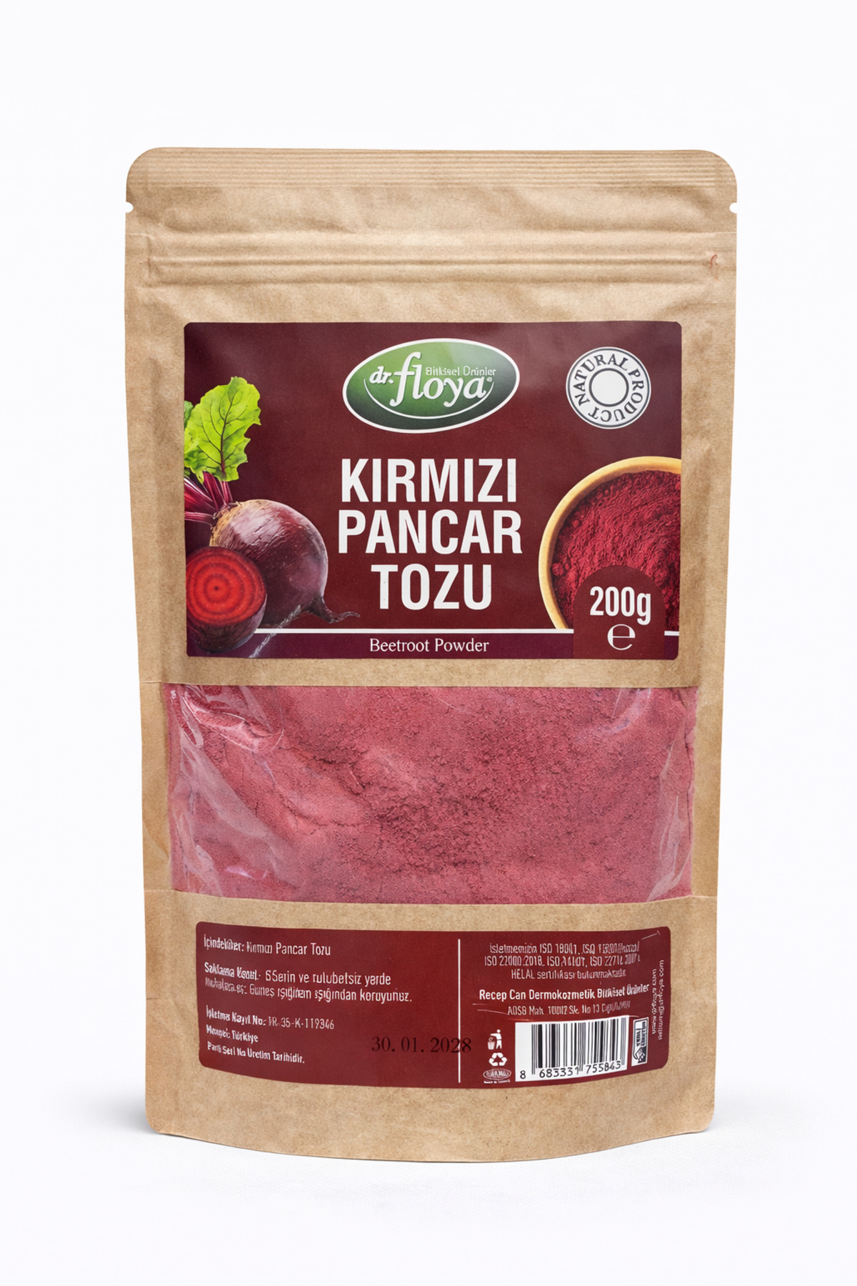 Dr.Floya Kırmızı Pancar Tozu Beetroot Powder 200gr