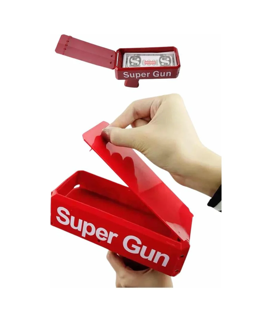 Kırmızı Parti Oyuncağı Para Saçma Fırlatma Tabancası Makinesi Super Money Diğer