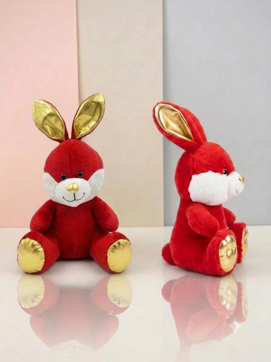 Kırmızı Peluş Tavşan Gold Kulaklı Oyuncak Yumuşak Peluş (50 cm) - 1 adet Kırmızı Peluş Tavşan Gold Kulaklı Oyuncak Yumuşak Peluş (50 cm) - 1 adet