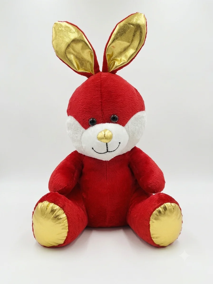 Kırmızı Peluş Tavşan Gold Kulaklı Oyuncak Yumuşak Peluş (50 cm) - 1 adet Kırmızı Peluş Tavşan Gold Kulaklı Oyuncak Yumuşak Peluş (50 cm) - 1 adet