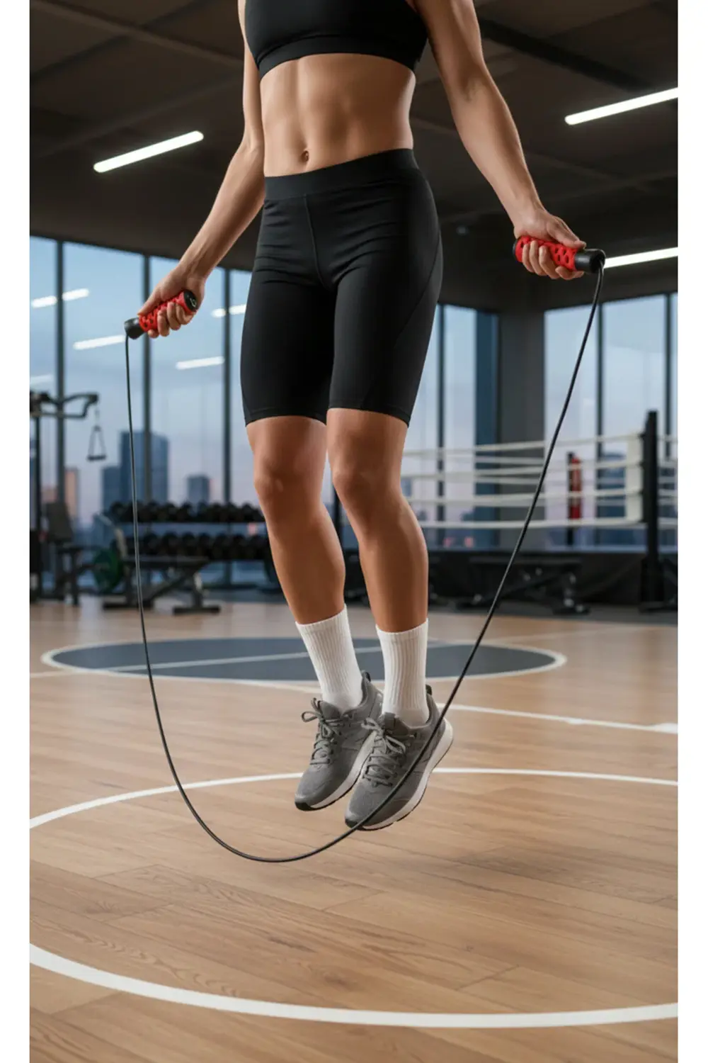 Kırmızı PVC Atlama İpi - Fitness - Crossfit- Rope - Jump - Body -