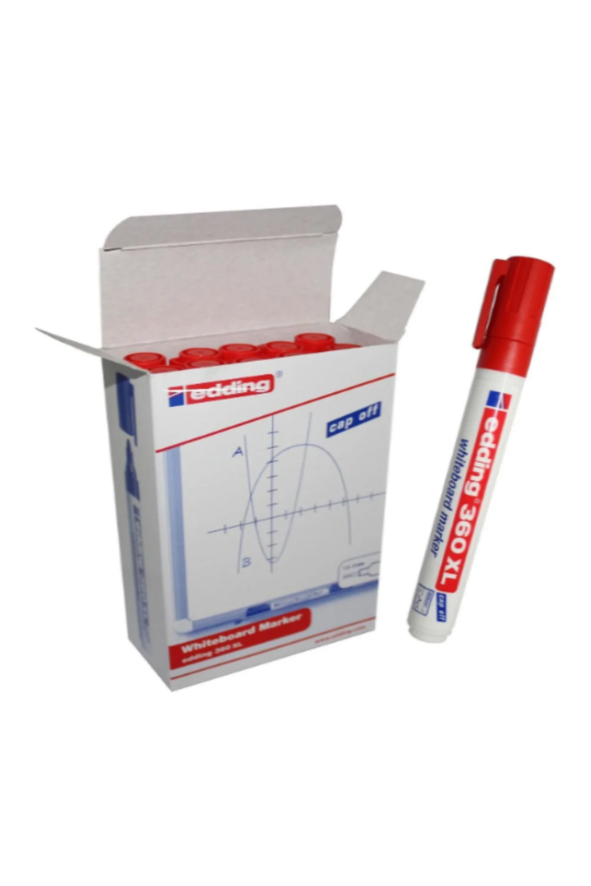 Kırmızı Renk 10 Adet Beyaz Tahta Kalemi / 360 Xl - 1.5 -3 Mm