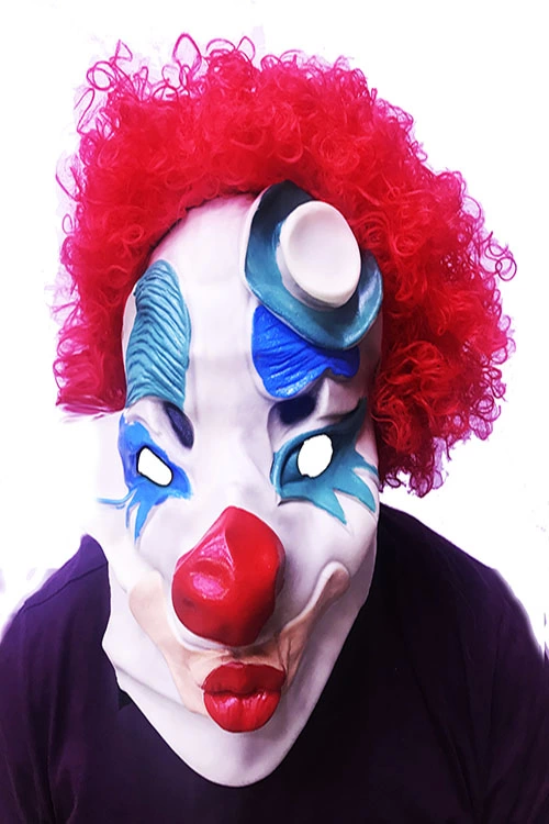Kırmızı Renk Afro Bonus Peruklu Palyaço Lateks Et Maske Kırmızı Renk Afro Bonus Peruklu Palyaço Lateks Et Maske