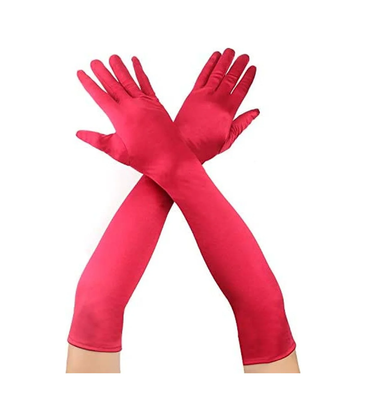 Kırmızı Renk Dirseğe Kadar Uzun Kumaş Eldiven 40 Cm Diğer