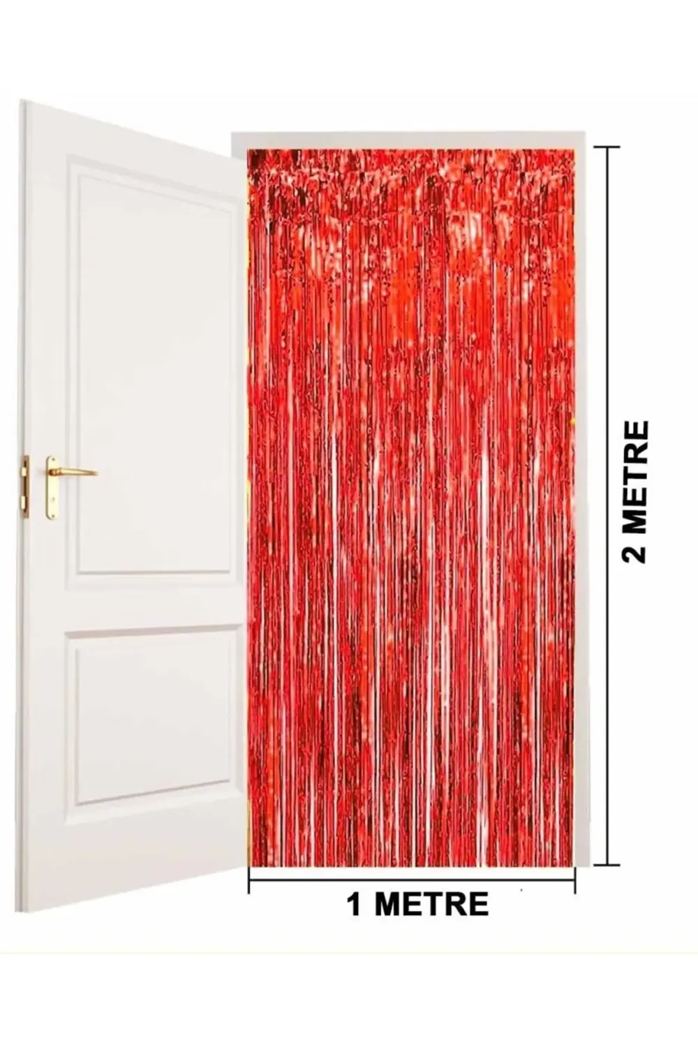 Kırmızı Renk ENessiWorldtra Metalize Parlak Saçaklı Arka Fon Perd