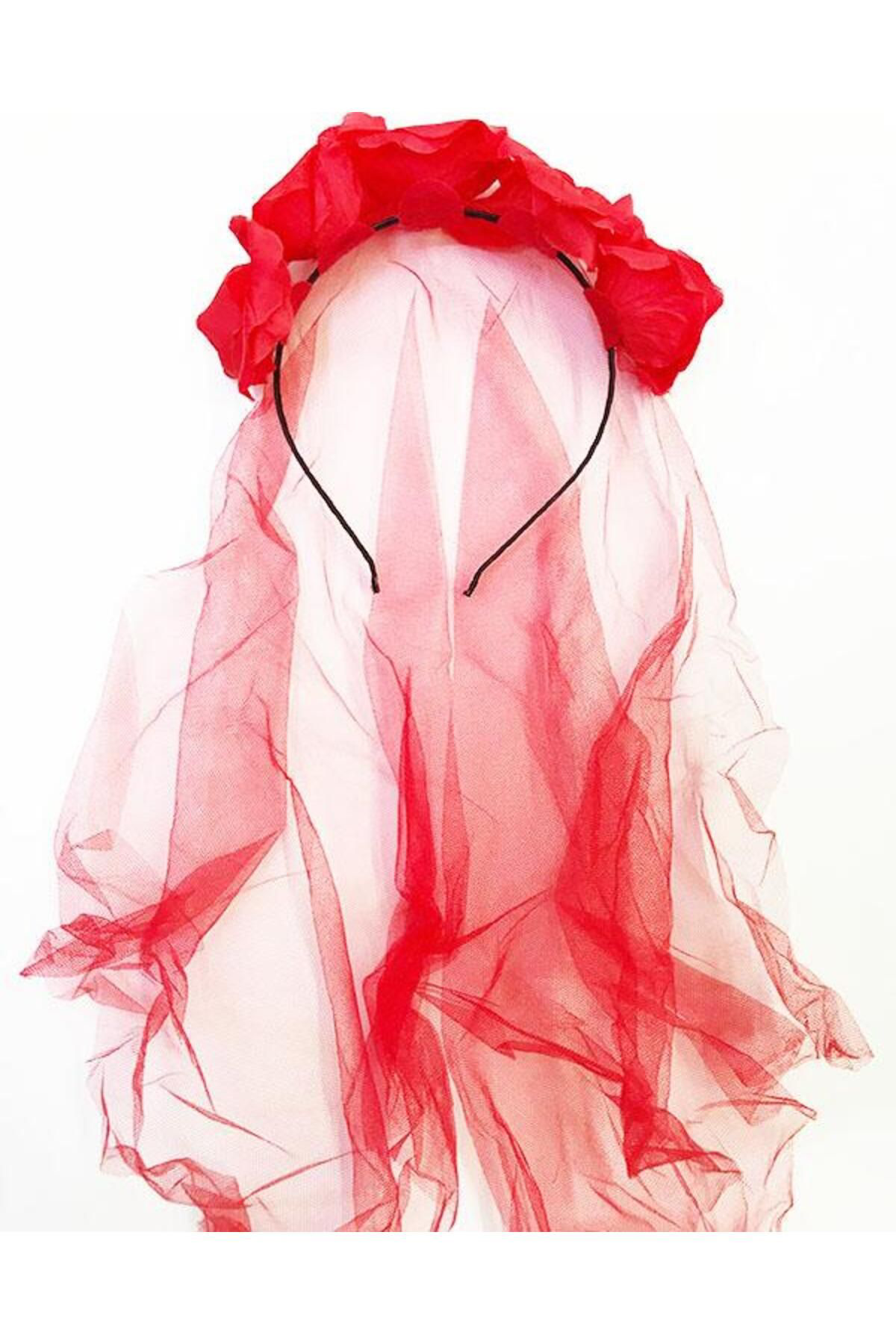 Ok Aksesuar Kırmızı Renk Güllü Kırmızı Duvaklı Halloween Partisi Ürpertici Ta Ok Aksesuar Kırmızı Renk Güllü Kırmızı Duvaklı Halloween Partisi Ürpertici Ta