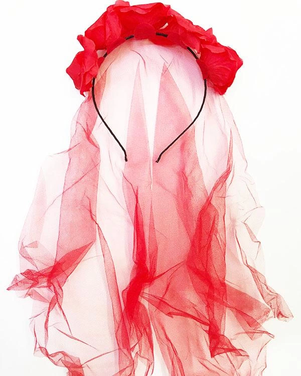 Kırmızı Renk Güllü Kırmızı Duvaklı Halloween Partisi Ürpertici Ta Kırmızı Renk Güllü Kırmızı Duvaklı Halloween Partisi Ürpertici Ta