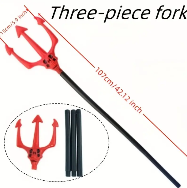 Kırmızı Renk Halloween Cadılar Bayramı Çatal 107 cm Kırmızı Renk Halloween Cadılar Bayramı Çatal 107 cm